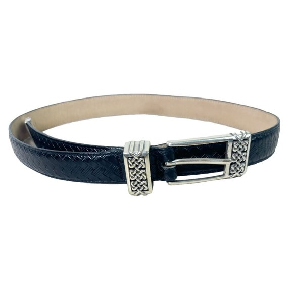 VTG Brighton Women\'s Belt Size Medium 30 Black Leather Braided Filigree 1993 EUC main image 4